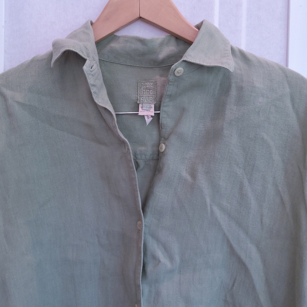 120% Lino green linen shirt EU size 42 - Picture 3 of 10